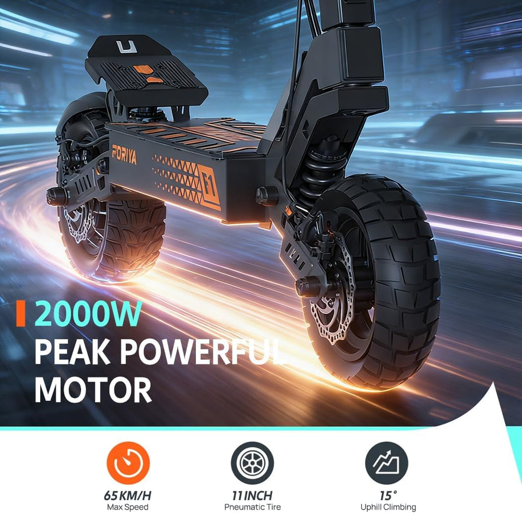 11" Pneumatic Tire Off-Road Scooter, Dual Suspension, Dual Disc Brake, LCD Display, 3 Speed Modes, 120KG Load, UL2272 Certified