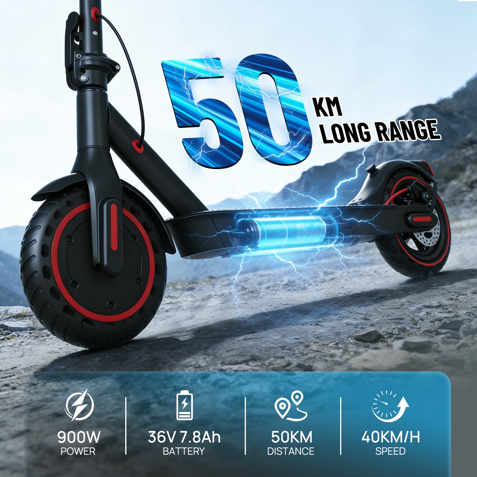 PORIYA 900W 40KM/H 50KM Portable Electric Scooter Adult Foldable Travel E-Bike