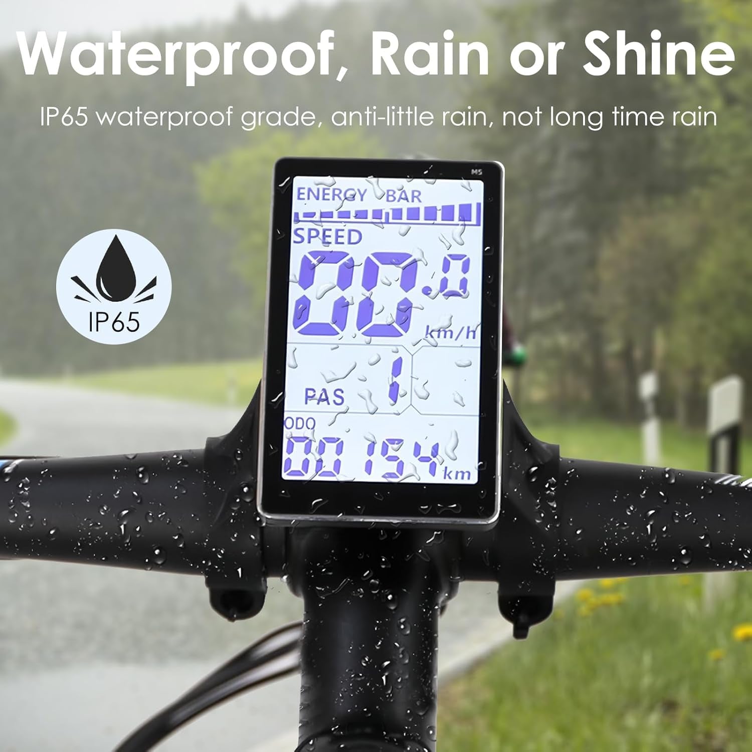 Electric Cycle LCD Display, 24V 36V 48V 60V Universal E Scooter M5 E Bike Display Meter Control Panel Waterproof 5 Pin Electric Scooter Panel Screen for 31.8 22.2Mm Electric Bike