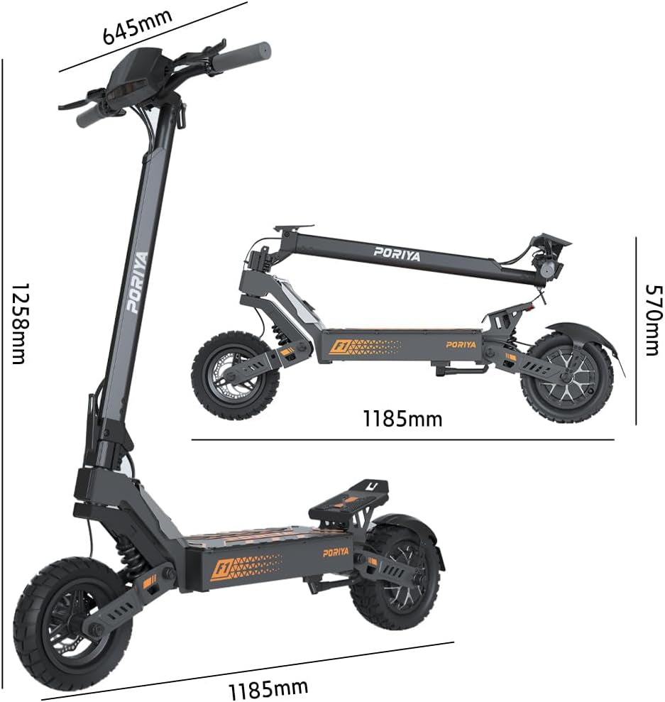 11" Pneumatic Tire Off-Road Scooter, Dual Suspension, Dual Disc Brake, LCD Display, 3 Speed Modes, 120KG Load, UL2272 Certified