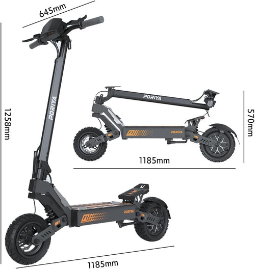 11" Pneumatic Tire Off-Road Scooter, Dual Suspension, Dual Disc Brake, LCD Display, 3 Speed Modes, 120KG Load, UL2272 Certified