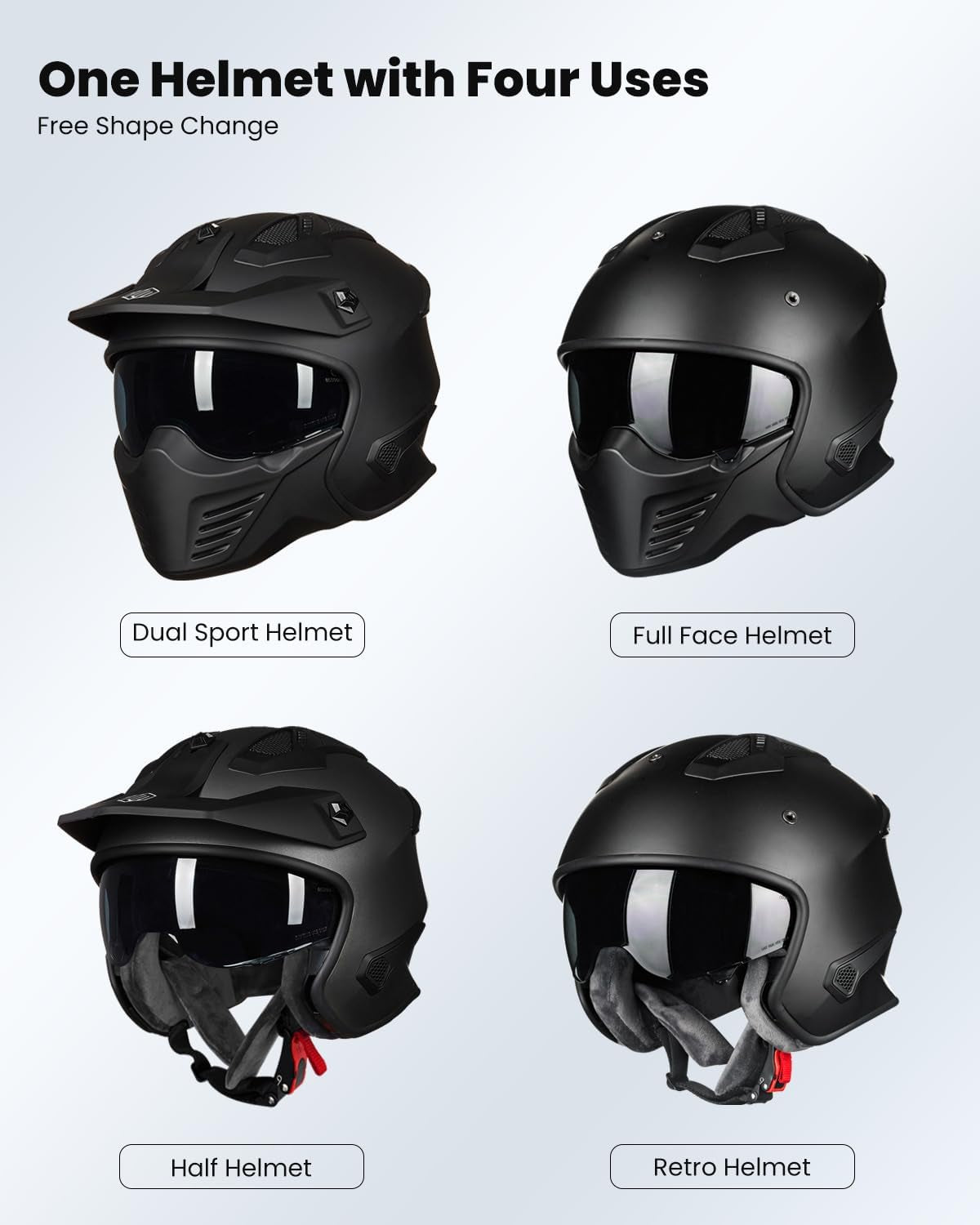 Open Face Motorcycle 3/4 Half Helmet for Moped ATV UTV Cruiser Scooter Dirt Bike Motocross DOT ECE Model 726X