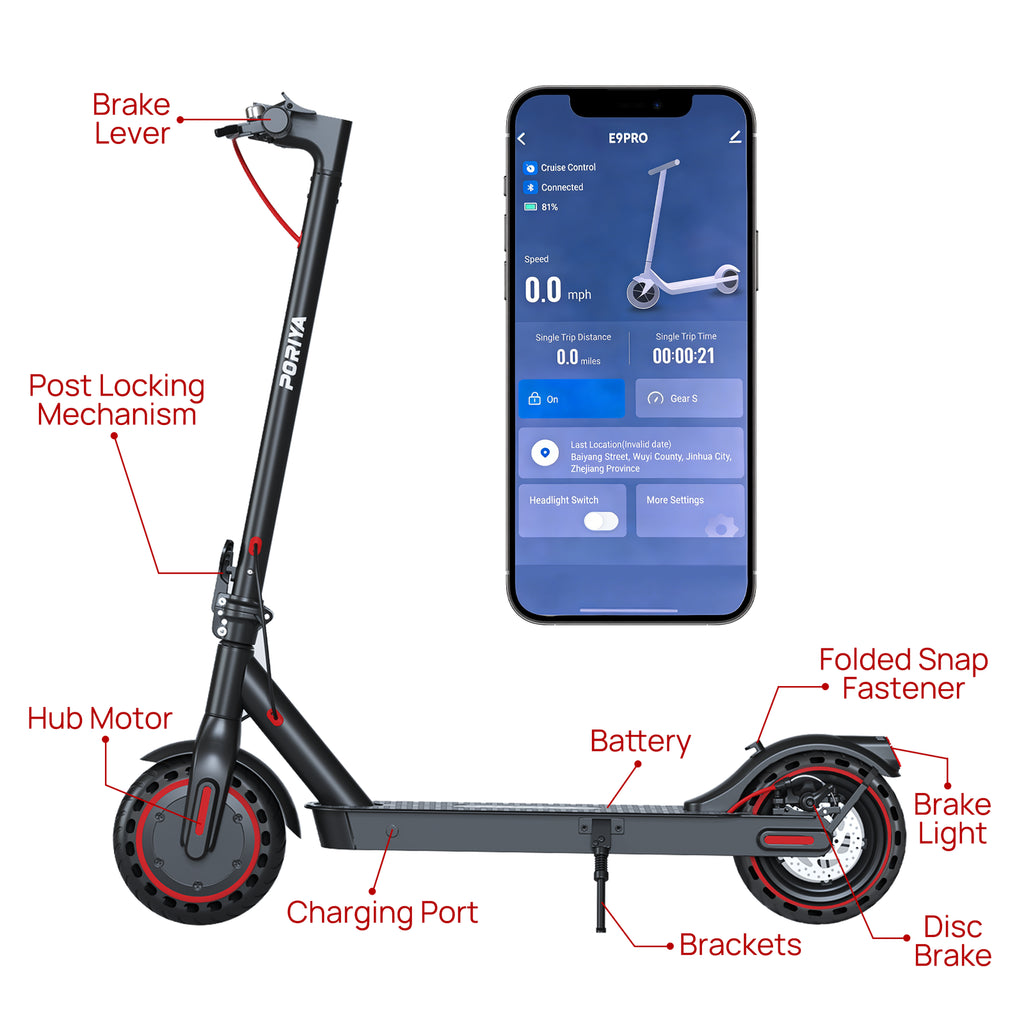 PORIYA 900W 40KM/H 50KM Portable Electric Scooter Adult Foldable Travel E-Bike