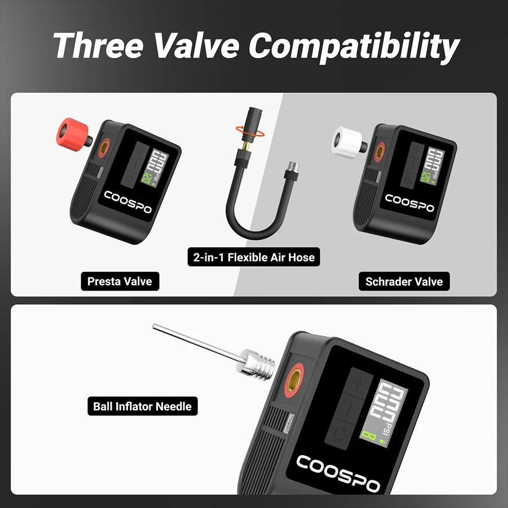 Mini Electric Air Pump Portable Digital Inflator 120PSI 500Mah MTB Road Bike Accessories for Bike Schrader Presta Tires