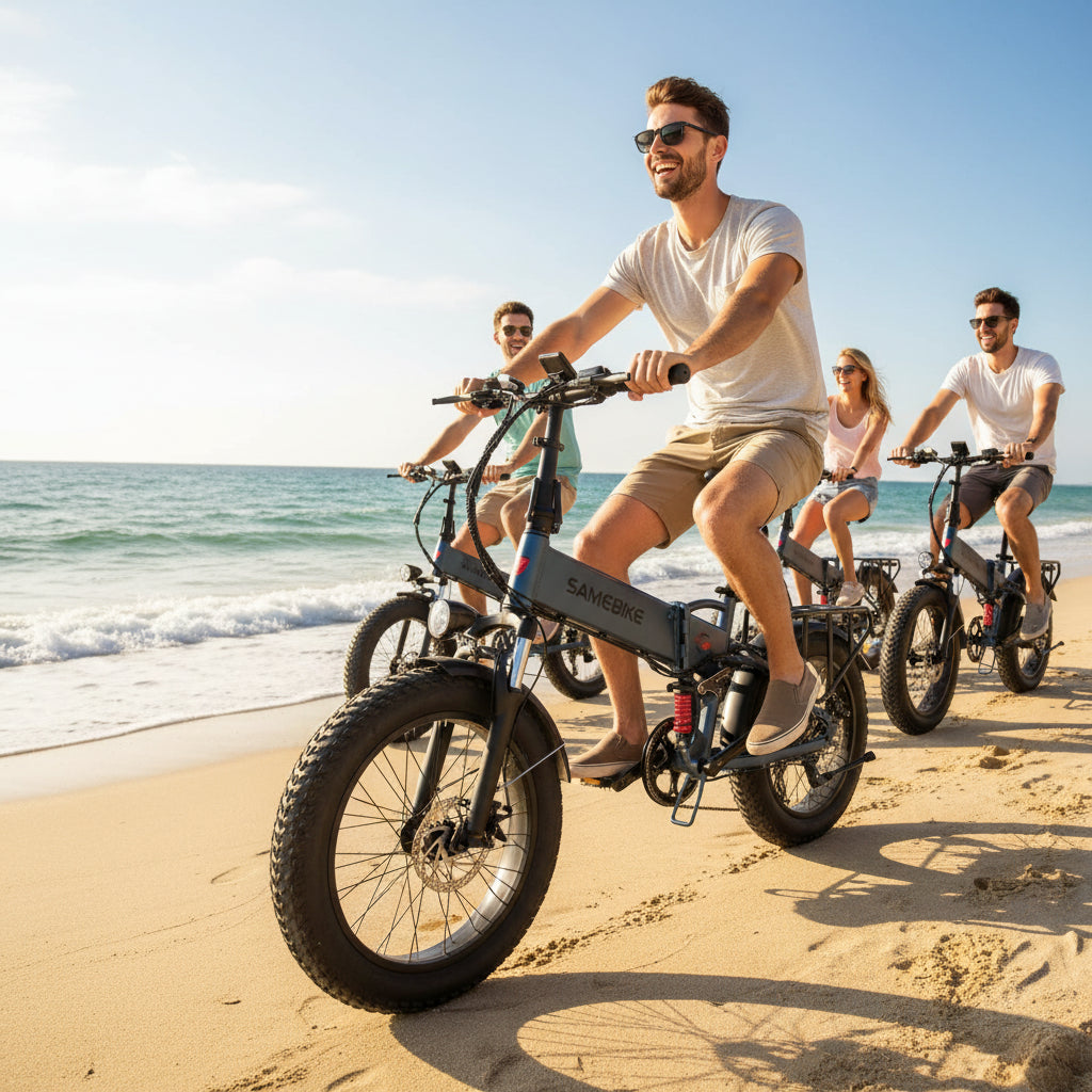 Electric Bike for Adults, Removable 48V 15AH Battery, E-Bike Range 45-100 KM, 20"*4.0 Fat Tire Folding Mountain Bikes with 7 Speeds, 20 Inch Electric Bicycle