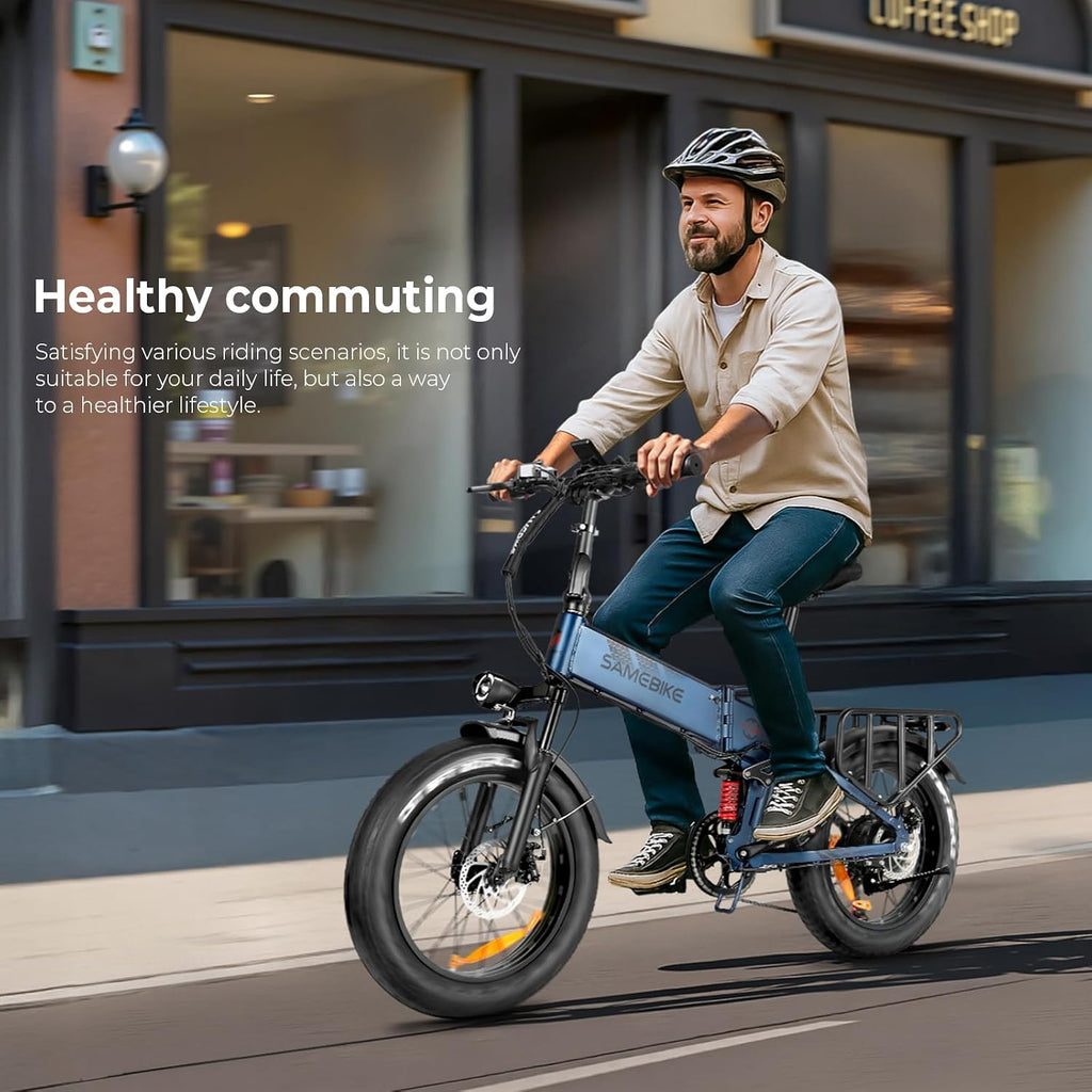 Electric Bike for Adults, Removable 48V 15AH Battery, E-Bike Range 45-100 KM, 20"*4.0 Fat Tire Folding Mountain Bikes with 7 Speeds, 20 Inch Electric Bicycle