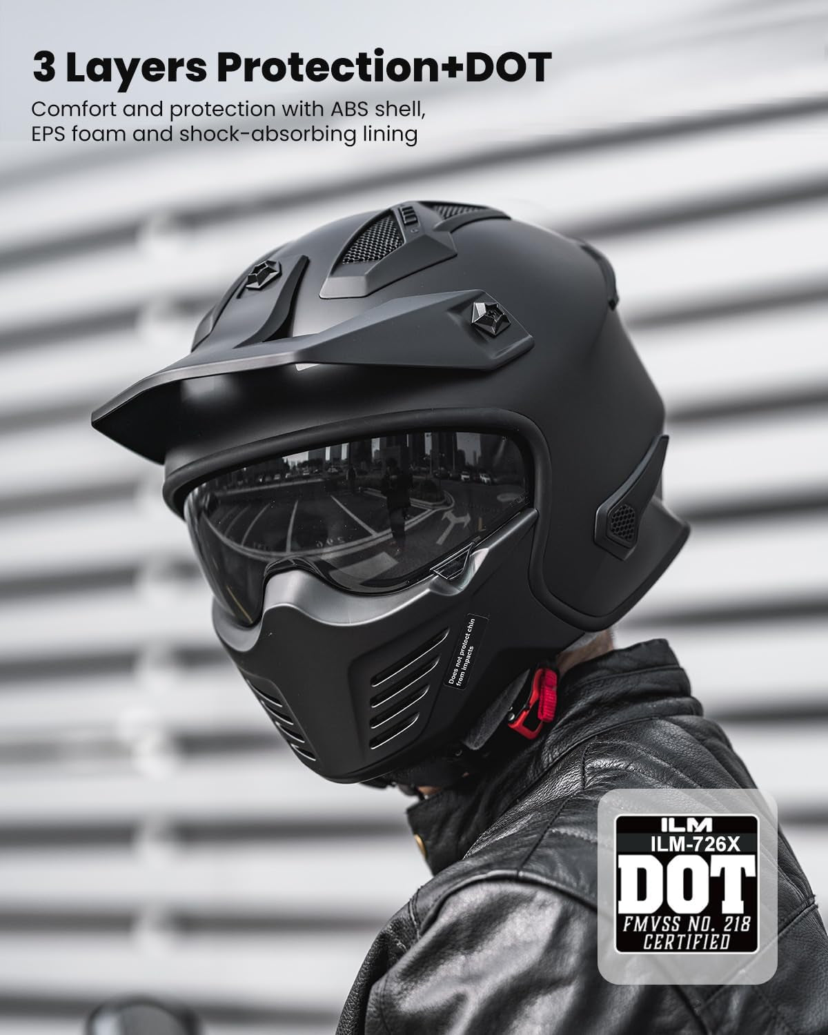 Open Face Motorcycle 3/4 Half Helmet for Moped ATV UTV Cruiser Scooter Dirt Bike Motocross DOT ECE Model 726X
