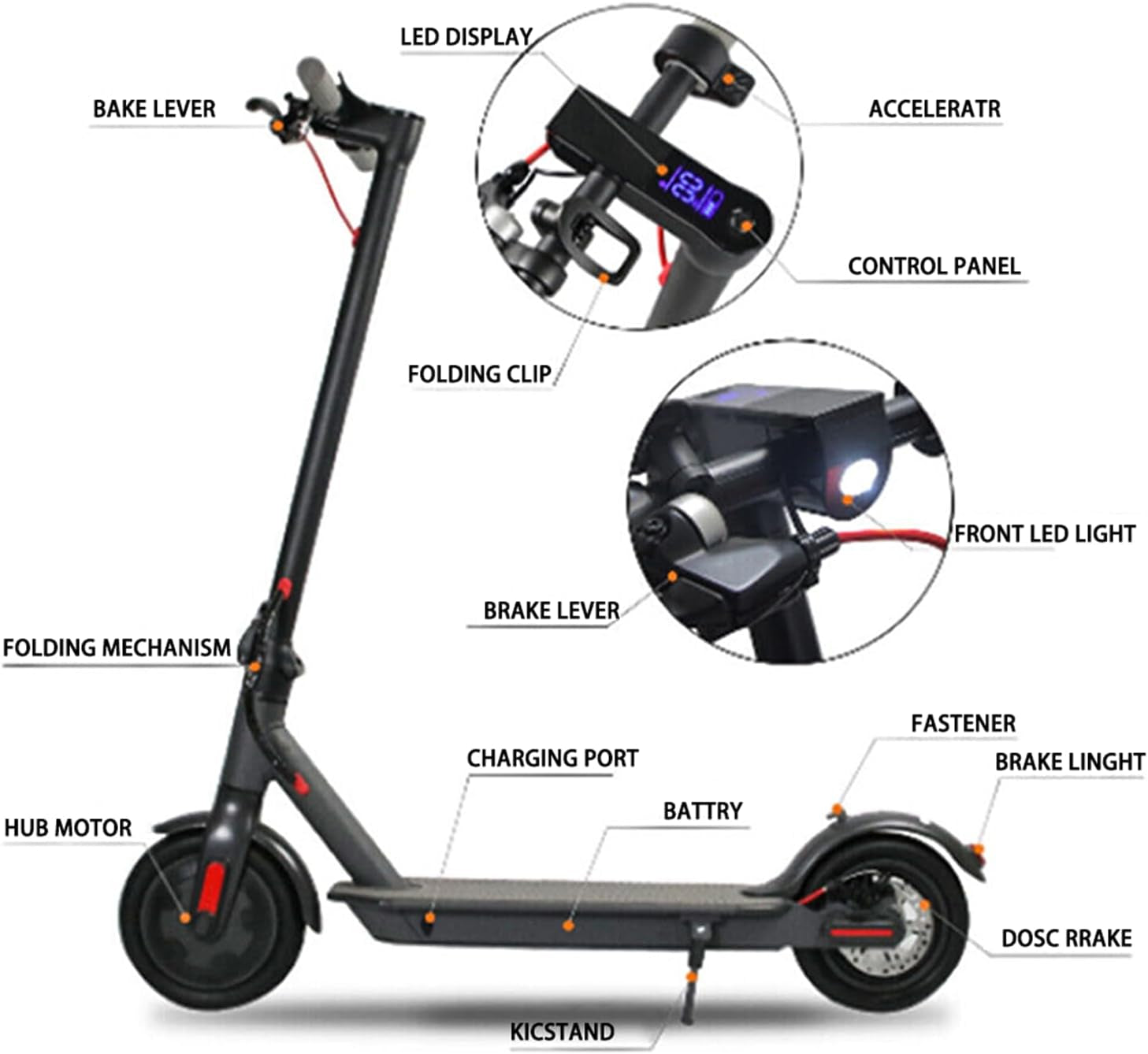 8.5" Adult Electric Scooter, 900W Motor, 36V 7.8Ah Battery, 40KM/H Max Speed, Long Range Folding E-Scooter for Urban Commuting with App