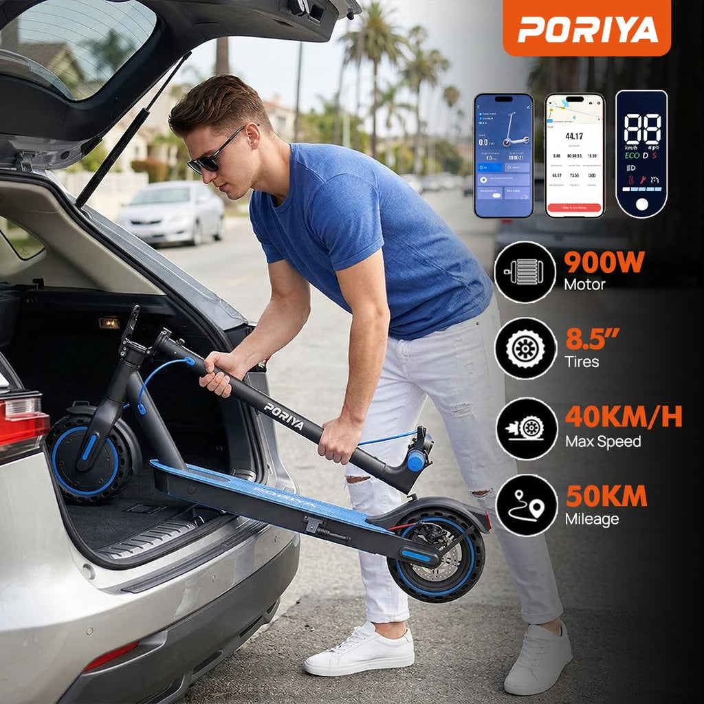 PORIYA 900W 40KM/H 50KM Portable Electric Scooter Adult Foldable Travel E-Bike