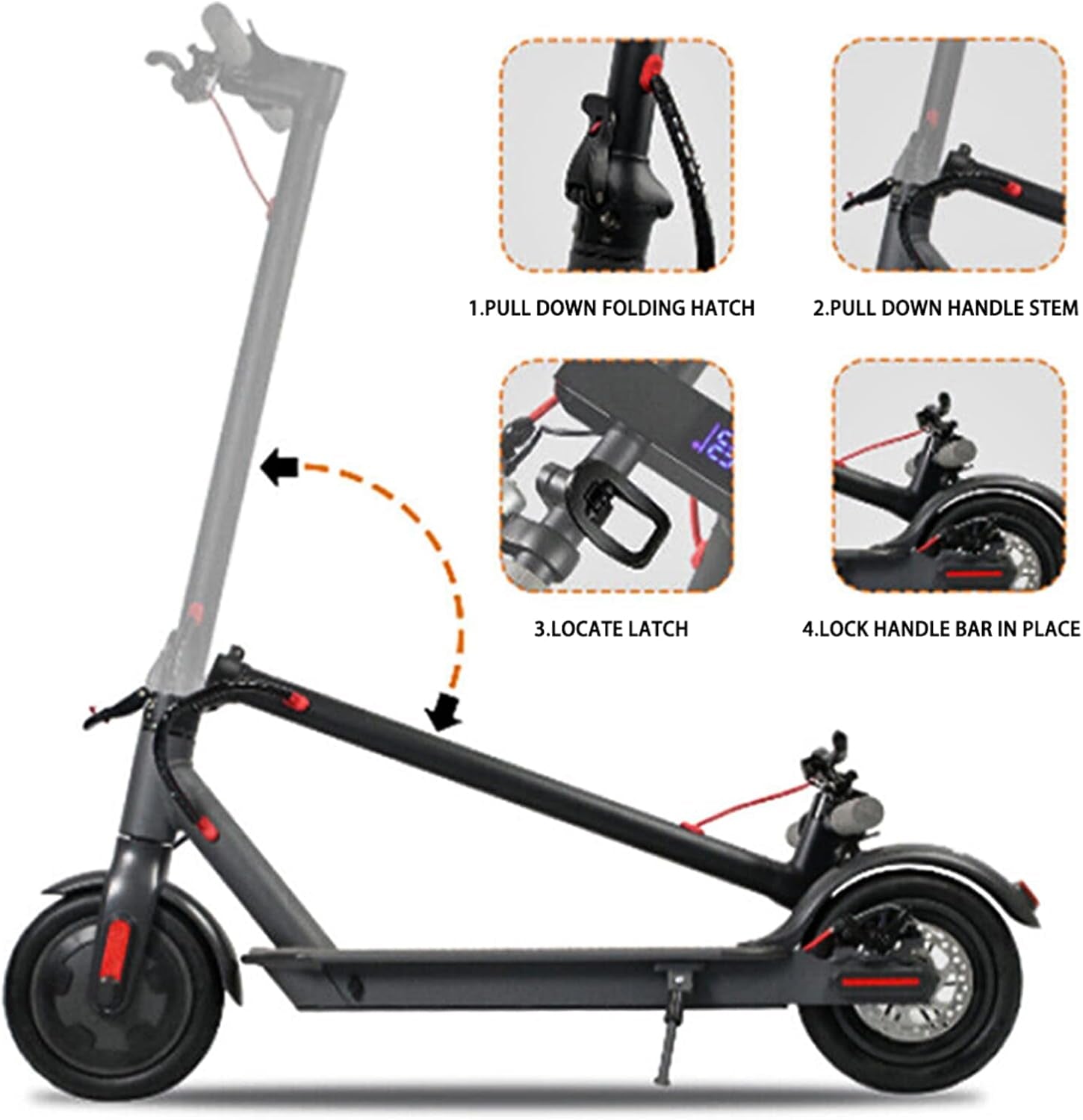 8.5" Adult Electric Scooter, 900W Motor, 36V 7.8Ah Battery, 40KM/H Max Speed, Long Range Folding E-Scooter for Urban Commuting with App