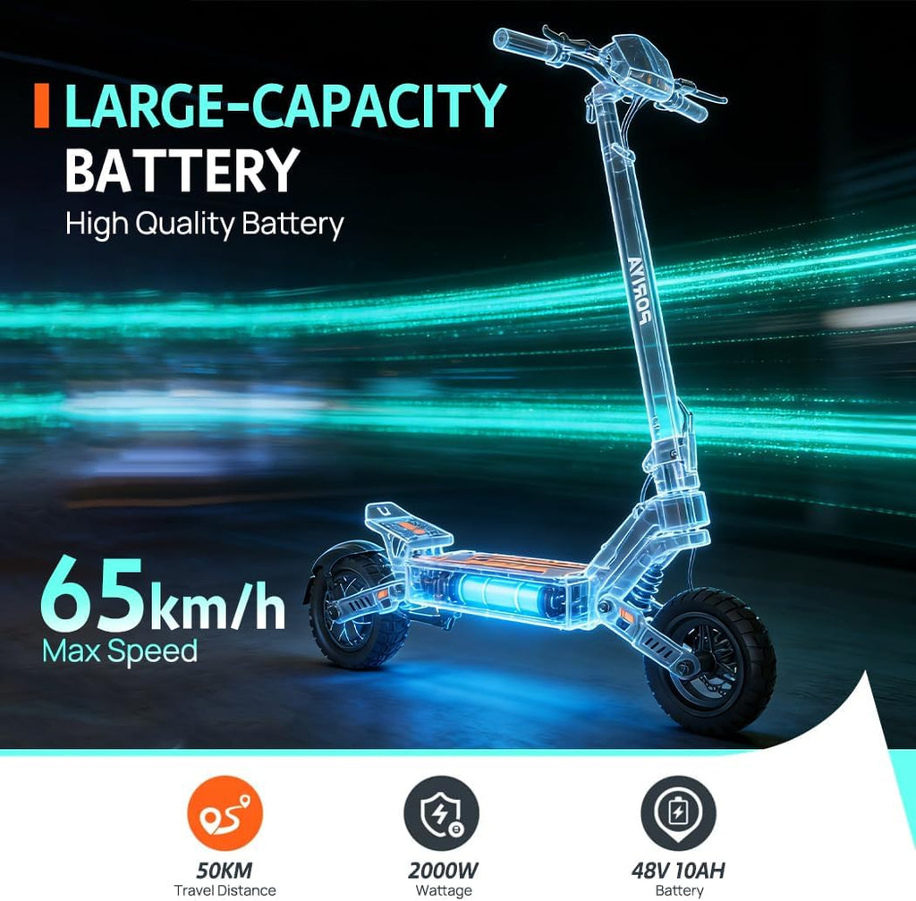 11" Pneumatic Tire Off-Road Scooter, Dual Suspension, Dual Disc Brake, LCD Display, 3 Speed Modes, 120KG Load, UL2272 Certified