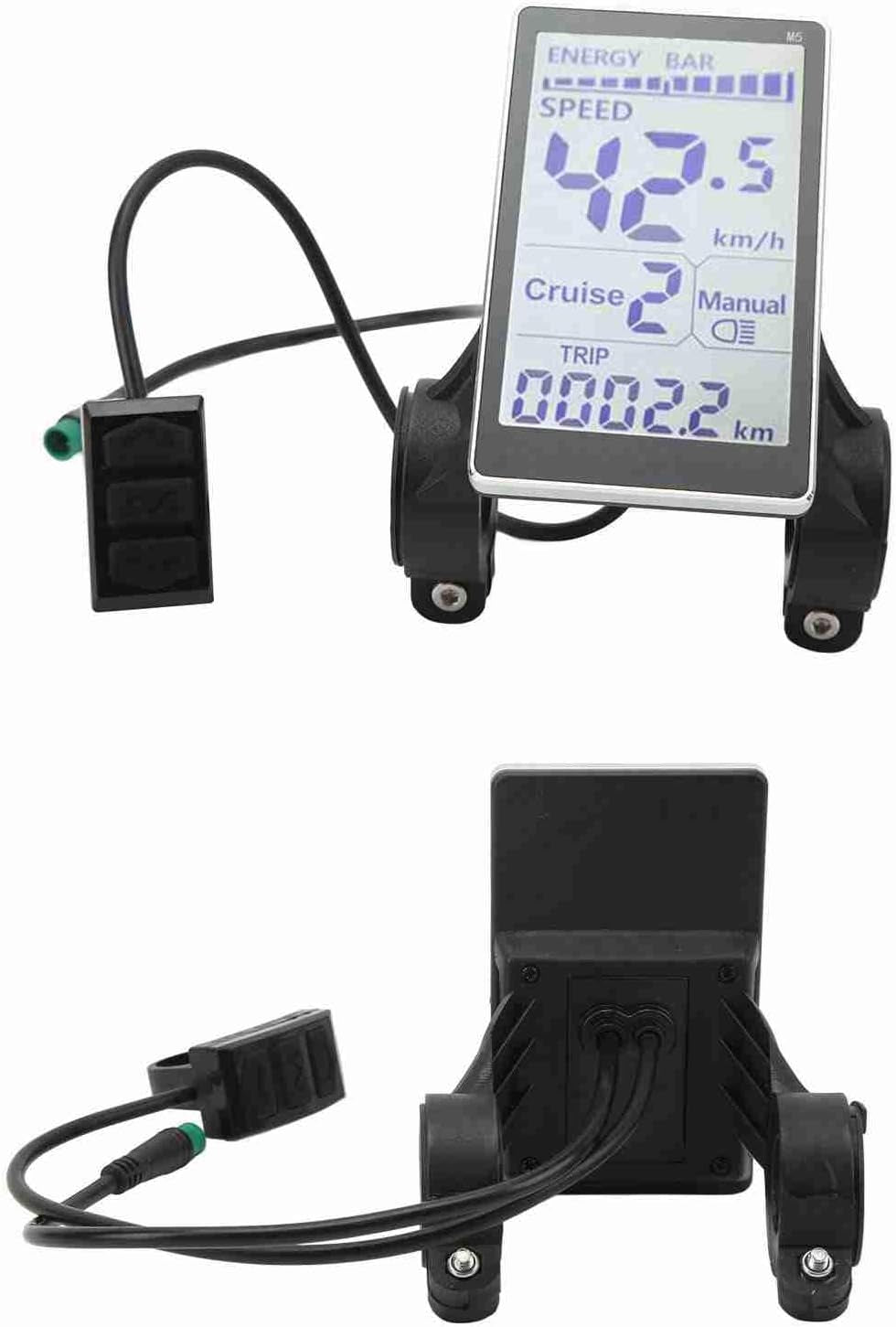 Electric Cycle LCD Display, 24V 36V 48V 60V Universal E Scooter M5 E Bike Display Meter Control Panel Waterproof 5 Pin Electric Scooter Panel Screen for 31.8 22.2Mm Electric Bike
