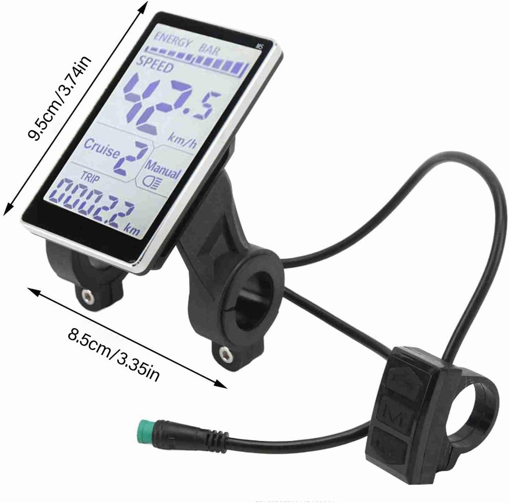Electric Cycle LCD Display, 24V 36V 48V 60V Universal E Scooter M5 E Bike Display Meter Control Panel Waterproof 5 Pin Electric Scooter Panel Screen for 31.8 22.2Mm Electric Bike