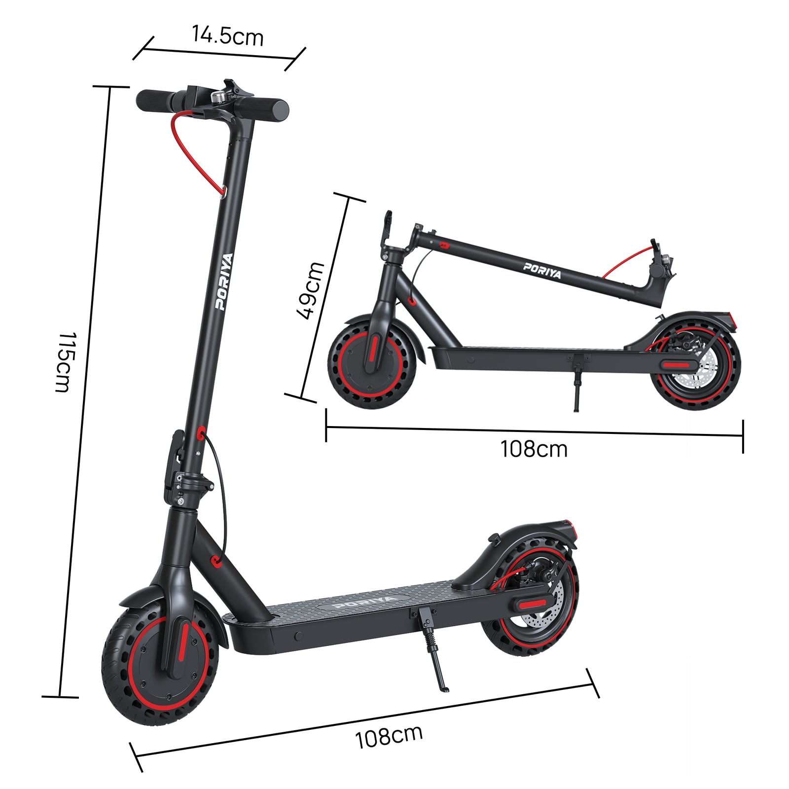 PORIYA 900W 40KM/H 50KM Portable Electric Scooter Adult Foldable Travel E-Bike