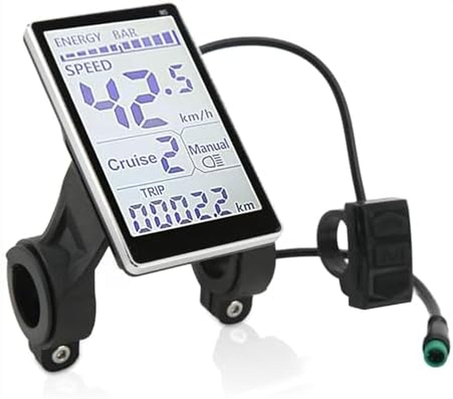 Electric Cycle LCD Display, 24V 36V 48V 60V Universal E Scooter M5 E Bike Display Meter Control Panel Waterproof 5 Pin Electric Scooter Panel Screen for 31.8 22.2Mm Electric Bike