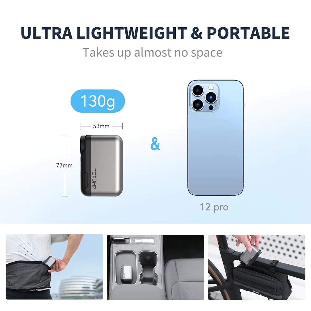 TB2 PRO Mini Portable Electric Pump for Bike Cordless Tire Inflator 120PSI Max 450Mah Battery with Screen Fast Charging