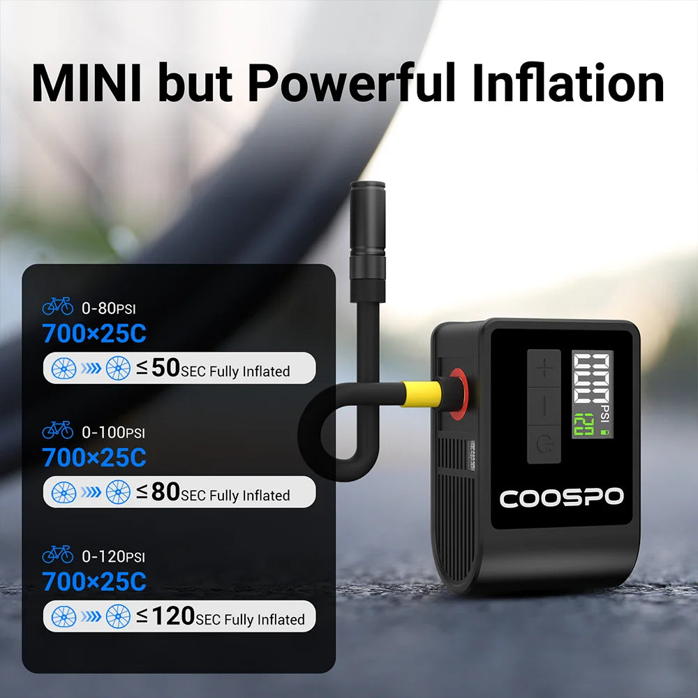 Mini Electric Air Pump Portable Digital Inflator 120PSI 500Mah MTB Road Bike Accessories for Bike Schrader Presta Tires
